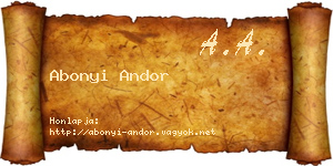 Abonyi Andor névjegykártya